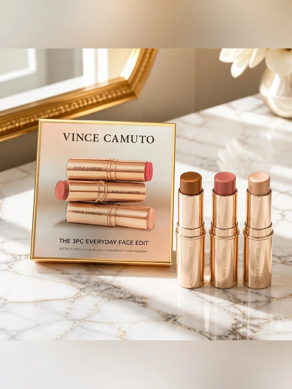 Vince Camuto 3-Piece Cream Face Sticks in Brown, Pink, Gold